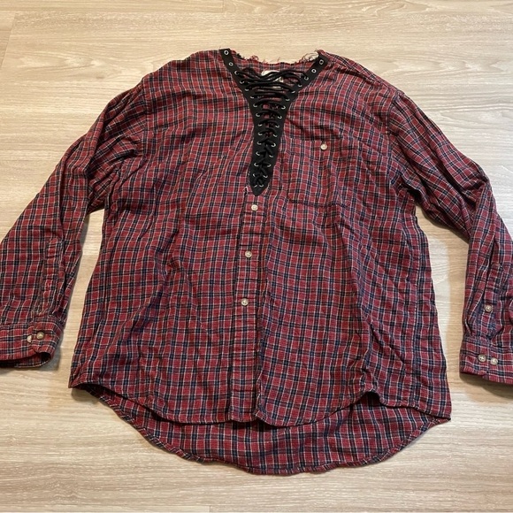 Furst of A Kind Upcycled Gothic Biker Flannel Lavender Up Edgy Bohemian FF - Picture 1 of 2